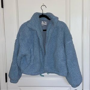 Urban Outfitters Baby Blue Sherpa Zip Up Jacket